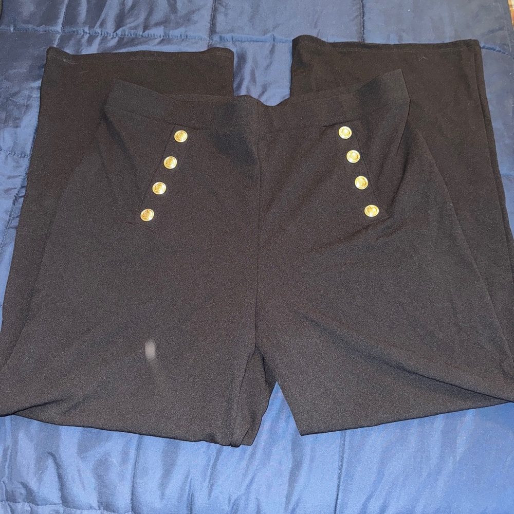 H&M Black Dress Pants with Gold Button Accents